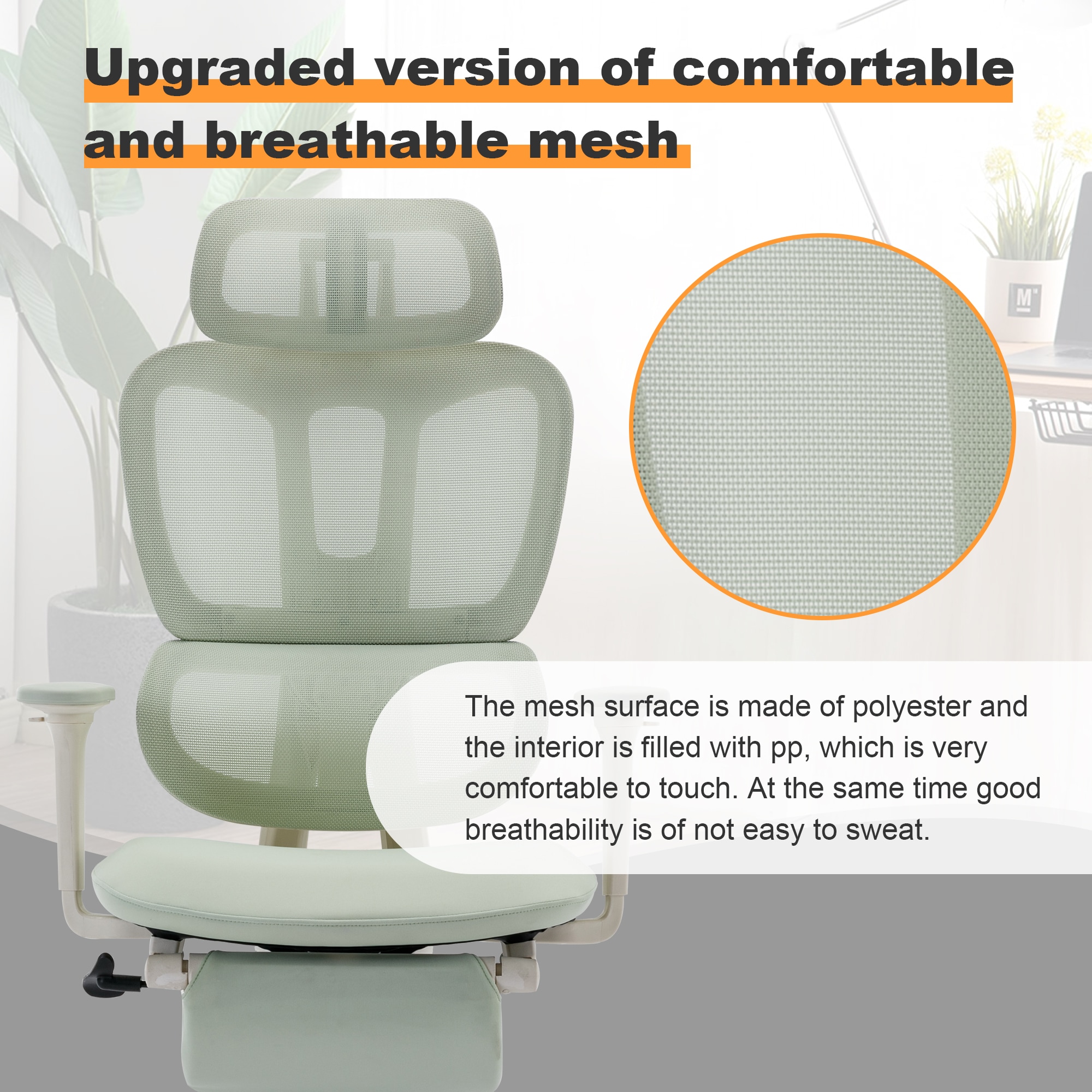 Multi-functional Ergonomic Mesh Office Chair With Adjustable Armrest,Footrest,Lumbar Support, 360° Silent Wheels,Headrest For Home & Office,Grey White_maomaolike.com